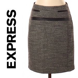 Express work skirt with leather detail